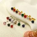 Boucles d'oreilles couronne en acier inoxydable avec zircons colorés sur présentoir - 8mm / Argent Avec Zircone Rose