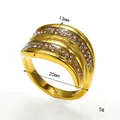 Irregular 18k gold plated titanium steel ring with multiple rows of sparkling white zircons - US 6 / Gold White Zirconia