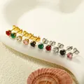 Lot de 10 boucles d'oreilles zircon couronne en or et argent sur un présentoir coquillage - 5mm / Argent Avec Zircone Rose