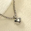 Polished silver heart pendant necklace in stainless steel with elegant box chain - Pendant Only (No Chain) / Steel