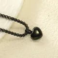 Macro shot of polished black heart pendant on a robust box chain necklace - Pendant Only (No Chain) / Black