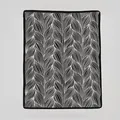 Modern Nordic knit throw blanket with black and white woven wave patterns - Black