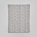 Nordic grey and white leaf pattern knitted throw blanket with fringe edges - Gray