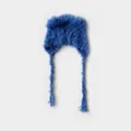 Berretto in maglia blu scuro con puntini colorati e nappe per il caldo invernale - Taglia unica / Blu