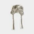 Cream knit beanie with colorful confetti spots, cute bear ears, and long tassels - One Size / White
