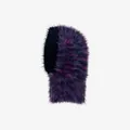 Fuzzy faux fur balaclava in dark purple and navy blue space-dye knit for winter warmth - 40x20cm / Mixed Purple and Black
