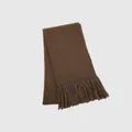 Sciarpa lavorata a maglia marrone scuro con frange spesse per moda invernale calda - Marrone