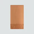 Soft wool blend scarf in warm orange finish with fringe details for winter style - 220x30cm / Milk Orange