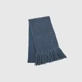 Sciarpa lavorata a maglia grigio-blu da donna con trama morbida e frange classiche - Grigio Blu