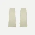 Creamy white ribbed knit leg warmers in washed wool blend with thumb hole design - 40x12cm / White