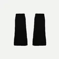Black ribbed knit leg warmers in washed wool blend with soft touch y2k style - 40x12cm / Black