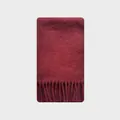 Bufanda de invierno rojo oscuro de mezcla de lana con flecos largos y textura suave - Rojo Ancorra
