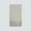 Bufanda de mezcla de lana blanco crema con elegantes detalles de flecos - Blanco Roto