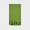 Soft grass green wool blend scarf with fringe tassels for winter warmth and comfort - 220x30cm / Fruit Green