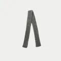 Dark gray knitted wool blend scarf with minimalist textured finish in a flat lay view - 170x4cm / Gray