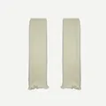 Chic cream white knitted leg warmers with delicate ruffled edges for ballet style - White