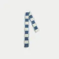 Blue and white striped fluffy plush scarf with a soft knit texture for women - 180x5cm / Blue