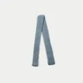 Minimalist blue ribbed knit wool blend skinny scarf in a dusty blue shade - 170x4cm / Blue
