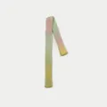 Pink green yellow gradient mohair knit skinny scarf for women with fluffy texture - Pink