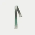 Narrow knit wool scarf featuring a modern grey to turquoise gradient color design - Gray