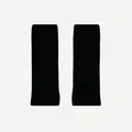 Solid black knitted leg warmers in y2k style with soft elastic ribbed fabric for women - Black