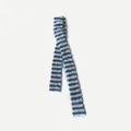 Faux mink fur scarf with navy blue and beige stripes in a soft y2k vintage aesthetic - Pale Blue