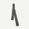 Y2K vintage style striped long faux mink fur knit scarf in black and white pattern - Black and White