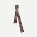 Pink and dark grey striped faux mink long scarf with fluffy knit texture for women - Pink & Green
