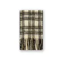 Sciarpa classica a quadri in misto lana beige e verde con frange morbide per l'inverno - 230x35cm / Bianco Sporco
