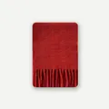 Roter Wollschal mit weicher Bürstentextur und klassischen Fransen an den Enden - 220x30cm / Rot
