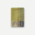 Thick ginger and grey plaid wool blend scarf with tassel details for winter warmth - 220x34cm / Light Yellow
