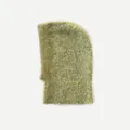 Knit balaclava in light green and yellow melange wool blend with a fuzzy texture - 36x22cm / Bud Green