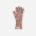 Soft pink wool blend knit touch screen gloves for women with ribbed elastic cuffs - Pink