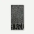 Bufanda gris oscuro de lana bouclé con flecos gruesos para el invierno - 210x27cm / Gris