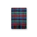 Sciarpa in misto lana con classico motivo tartan e nappe sfrangiate per l'inverno - 230x40cm / Blu