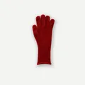Solid red wool blend knitted gloves for women featuring ribbed cuffs and touch screen fingers - Red