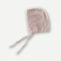 Soft light pink knit bonnet for women with adjustable chin ties and cozy texture - Light Pink