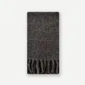 Bufanda de mezcla de lana gris marrón oscuro con dobladillo de flecos y textura - 210x27cm / Marrón