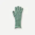 Mint green wool blend knit gloves with touchscreen fingers and ribbed cuffs for winter - Lake Green