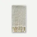Bufanda crema de lana mezclada con flecos en un estilo de textura suave - 210x27cm / Blanco Roto