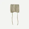 Berretto in misto lana di alpaca a forma di orecchie di gatto con nastri lunghi - 22x20cm / Bianco Sporco