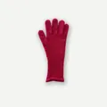 Women's rose pink wool blend knit gloves with extra-long ribbed cuffs for winter warmth - Rose Red