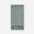 Blue-grey wool blend scarf with textured knit finish and fringe details - 210x27cm / Light Blue