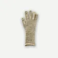Beige wool blend knitted gloves for women with touch screen fingertips and long ribbed cuffs - Beige