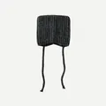 Dark grey alpaca blend knit hat with a square cat ear shape and long tie straps - 22x20cm / Dark Gray