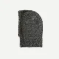 Chunky dark grey mélange bouclé wool blend balaclava for women with soft texture - 36x22cm / Dark Gray