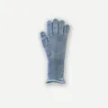 Soft wool blend knitted gloves in light blue-grey color with ribbed cuffs for women - Light Blue