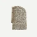 Knitted balaclava in beige wool blend with fluffy texture and side view silhouette - 36x22cm / Oatmeal