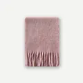 Rosa weicher Wollmischschal mit Fransenquasten und dicker Plüsch-Strickstruktur - 220x30cm / Rosa