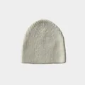 Gorro de punto acanalado en mezcla de lana blanco roto para invierno estilo clásico - 23x21cm / Blanco